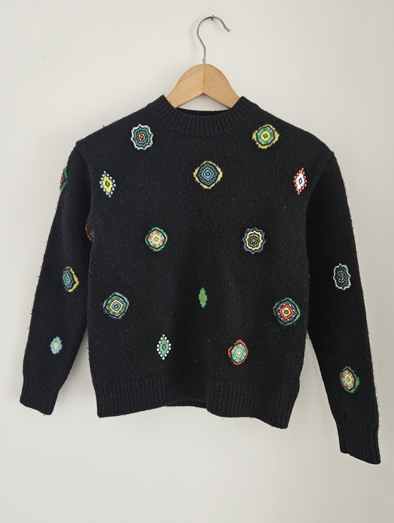 Kenzo Sweaters - Kenzo x H&M Wool Sweater Black Embroidered Patch Crewneck Womens Small